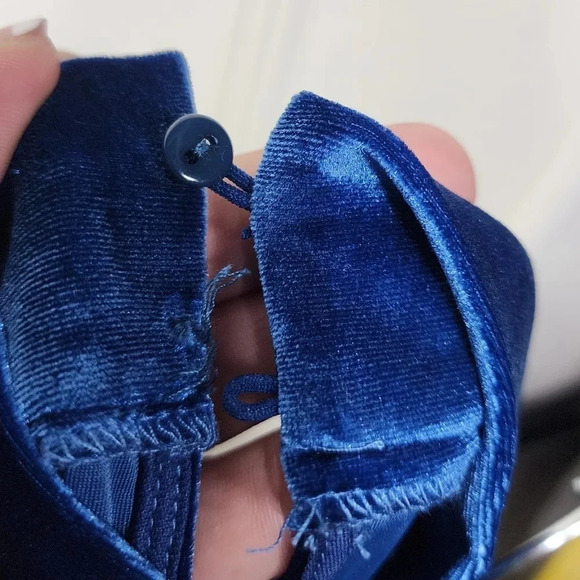 Lulus Classic Elegance Blue Velvet Sleeveless Mock Neck Maxi Dress L Party - Picture 12 of 12